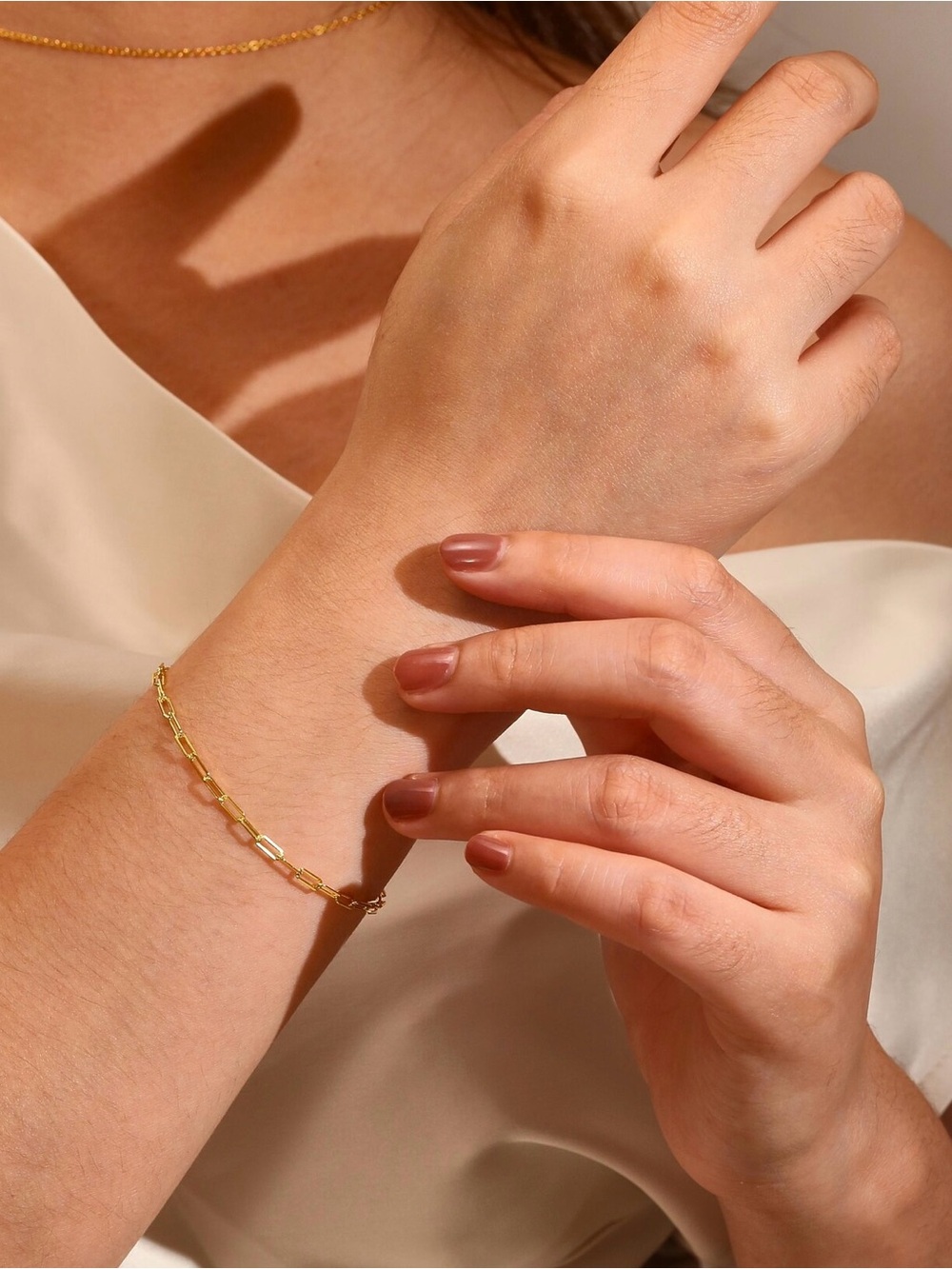 Dainty 18K Gold Plated Paperclip Chain Bracelet